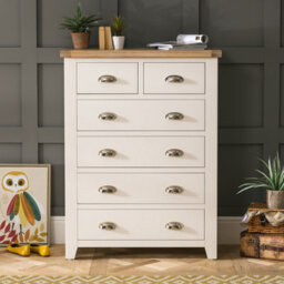 The Furniture Market Cheshire Cream Painted Tall 2 Over 4 Drawer Chest