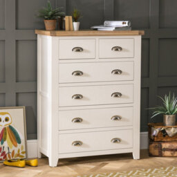 The Furniture Market Cheshire Cream Painted Tall 2 Over 4 Drawer Chest - thumbnail 2