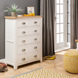 The Furniture Market Cheshire Cream Painted Tall 2 Over 4 Drawer Chest - thumbnail 3