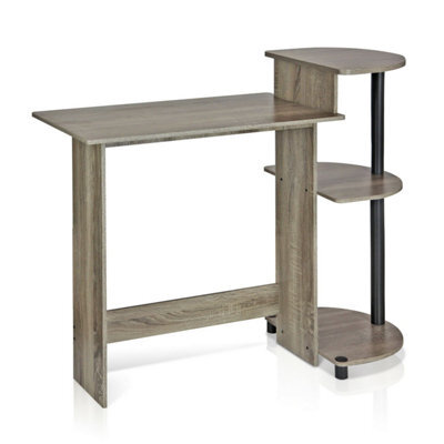 Walplus Furinno Compact Computer Desk With Shelves, French Oak Grey/black - image 1