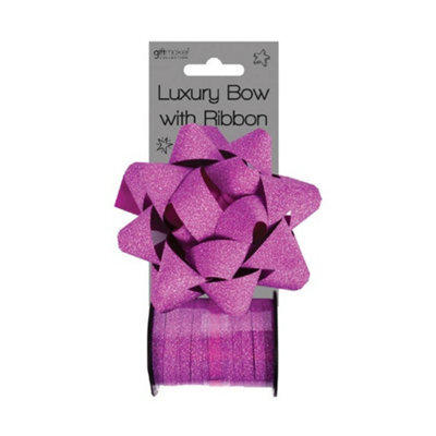 Anker Hot Pink Glitter Bow And Ribbon Spool Christmas Decoration