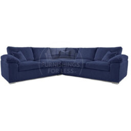 Furnishings For Less UK Delta Large Blue 5 Seater Corner Sofa Jumbo Cord L Shape