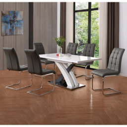 Furniture in Fashion Axara Large Extending Grey Dining Table 6 Paris Grey Chairs - thumbnail 1