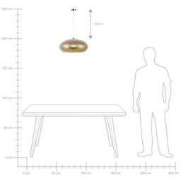Beliani Cracked Gold Foil Round Pendant Lamp - 48Cm Diameter, Vintage Metallic Ceiling Light - thumbnail 3