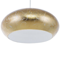 Beliani Cracked Gold Foil Round Pendant Lamp - 48Cm Diameter, Vintage Metallic Ceiling Light - thumbnail 4