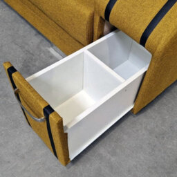 Avatar Corner Sofa Bed With Pouffe Cocktail Cabinet Foam Cushions Sinuous Springs Wood Frame 300X200Cm Grey And Light Grey Left - thumbnail 7