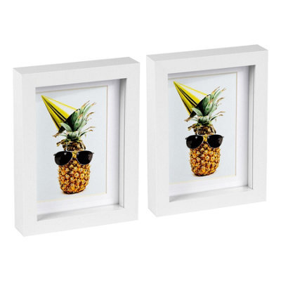 "Nicola Spring 5 X 7"" Photo Frames - White Mount 3D Photo Frame Picture Frame Box Portrait Display Case & Spacer (20 X 15Cm) X2" - image 1