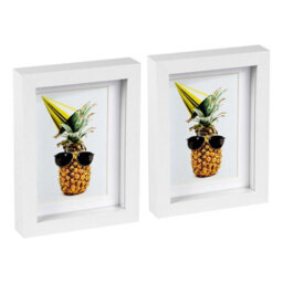 "Nicola Spring 5 X 7"" Photo Frames - White Mount 3D Photo Frame Picture Frame Box Portrait Display Case & Spacer (20 X 15Cm) X2" - thumbnail 1