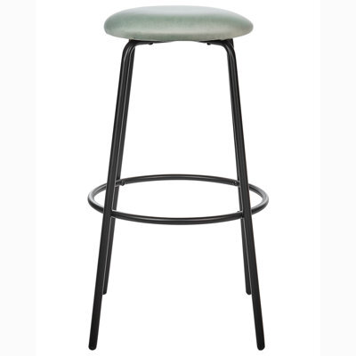 Wyld And Coco Mint Velvet Set Of 2 Mint Green Velvet Bar Stools With Footrest - W43 X D43 X H75Cm - image 1