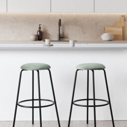 Wyld And Coco Mint Velvet Set Of 2 Mint Green Velvet Bar Stools With Footrest - W43 X D43 X H75Cm - thumbnail 2