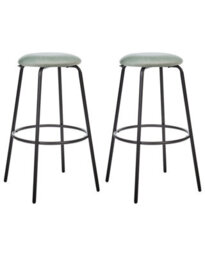 Wyld And Coco Mint Velvet Set Of 2 Mint Green Velvet Bar Stools With Footrest - W43 X D43 X H75Cm - thumbnail 3