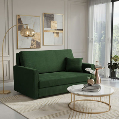 Viva Bis Iii Premium Sofa Bed Chipboard Frame Wavy Springs Polyurethane Foam Sleeping Function 153X85X98Cm Green - image 1