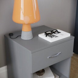 Lassic Vida Designs Riano Grey 1 Drawer Bedside Chest (H)470mm (W)400mm (D)360mm - thumbnail 4