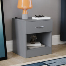Lassic Vida Designs Riano Grey 1 Drawer Bedside Chest (H)470mm (W)400mm (D)360mm - thumbnail 1
