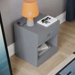 Lassic Vida Designs Riano Grey 1 Drawer Bedside Chest (H)470mm (W)400mm (D)360mm - thumbnail 5