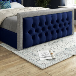 Venice Glitter Border Upholstered Soft Velvet Blue Bed Frame - thumbnail 3