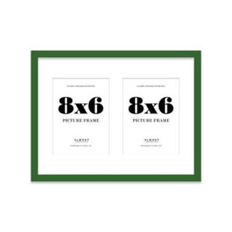 16X12 Inch 2 Opening Photo Collage Frame, Display Two 8X6 Inch Photos, Multi Aperture Family Picture Frame, Green - thumbnail 2