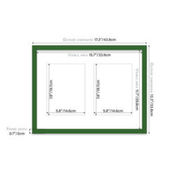 16X12 Inch 2 Opening Photo Collage Frame, Display Two 8X6 Inch Photos, Multi Aperture Family Picture Frame, Green - thumbnail 4