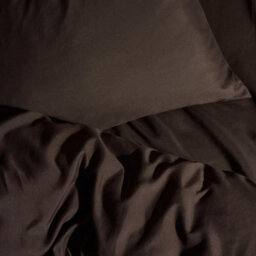 Ohs Plain Dyed Duvet Cover With Pillowcase Bedding Set, Coffee - King - thumbnail 3