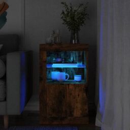 Berkfield Side Cabinet With Led Lights Smoked Oak Engineered Wood - thumbnail 1