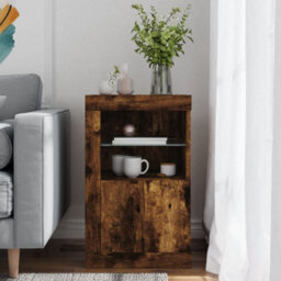 Berkfield Side Cabinet With Led Lights Smoked Oak Engineered Wood - thumbnail 4