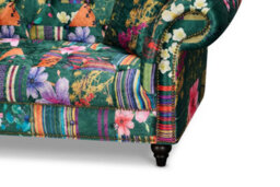 Green Patchwork Fabric 2 + 2 Seater Chesterfield Sofa Set For Living Room Portofino - thumbnail 5