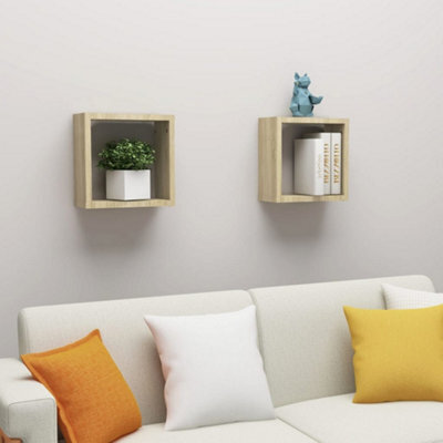Berkfield Wall Cube Shelves 2 Pcs Sonoma Oak 30X15X30 Cm - image 1
