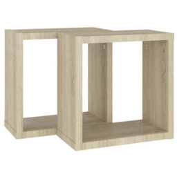 Berkfield Wall Cube Shelves 2 Pcs Sonoma Oak 30X15X30 Cm - thumbnail 6