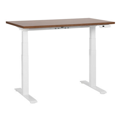 Beliani Electric Adjustable Standing Desk Destines Brown/ White 120 Cm 72 Cm - image 1