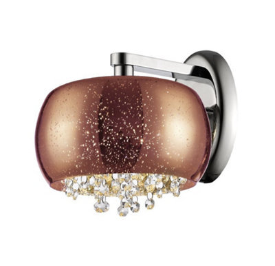 Luminosa Lighting Luminosa Luna 1 Light Wall Lamp Copper Crystal
