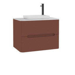 Royal Bathrooms Venice 700mm Terracotta Clay Wall Mounted Bathroom Countertop Vanity Unit 2 Drawer With Qubix Basin - thumbnail 7
