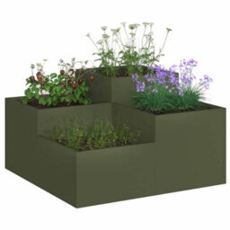 Berkfield Modern Garden Planter Olive Green 80 X 80 X 48 Cm Steel - thumbnail 3