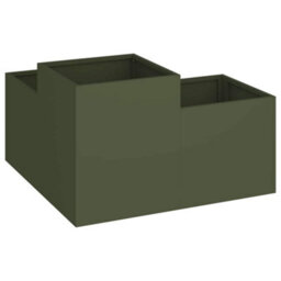 Berkfield Modern Garden Planter Olive Green 80 X 80 X 48 Cm Steel - thumbnail 5