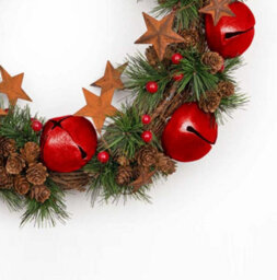 Shatchi 40Cm Bells Stars Pine Green Christmas Wreath - thumbnail 2