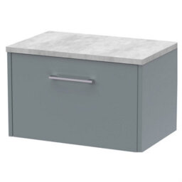 Balterley Winshill Contemporary 1 Drawer Wall Hung Vanity Unit With Laminate Worktop, Grey, 600mm