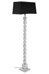 Orsina Large Faceted Floor Lamp, Nickel Finish Textured Cubic Base, Contemporary Floor Light With White Fabric - thumbnail 4