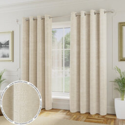 Enhanced Living Royale Cream Room Darkening Boucle Readymade Curtains (Pair) - 66 X 72 Inch (168X183Cm) - thumbnail 1