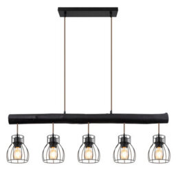 Luminosa Lighting Luminosa Mina Bar Pendant Ceiling Light Matt Black 5X E27 - thumbnail 3