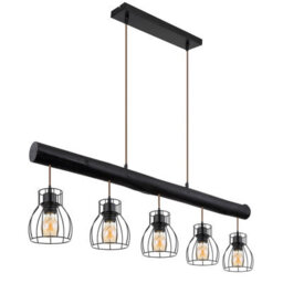 Luminosa Lighting Luminosa Mina Bar Pendant Ceiling Light Matt Black 5X E27 - thumbnail 2