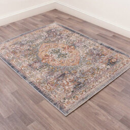 Dark Blue Traditional Easy To Clean Abstarct Floral Rug For Dining Room-66 X 200Cmcm (Runner) - thumbnail 2