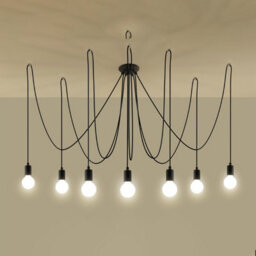 Sollux Lighting Edison Fabric & Steel Black 7 Light Classic Chandelier - thumbnail 2