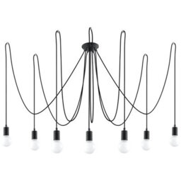 Sollux Lighting Edison Fabric & Steel Black 7 Light Classic Chandelier - thumbnail 3