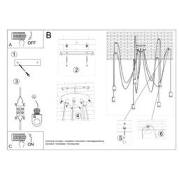 Sollux Lighting Edison Fabric & Steel Black 7 Light Classic Chandelier - thumbnail 5
