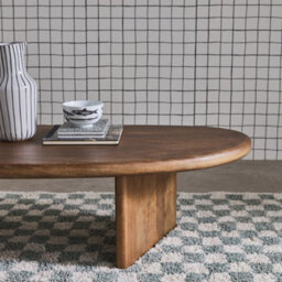 Sweeek - Oval Coffee Table Mango Wood Shiva Walnut Coloured 120X60X35 Cm - thumbnail 3