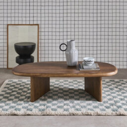Sweeek - Oval Coffee Table Mango Wood Shiva Walnut Coloured 120X60X35 Cm - thumbnail 2