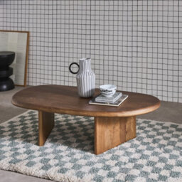 Sweeek - Oval Coffee Table Mango Wood Shiva Walnut Coloured 120X60X35 Cm - thumbnail 5