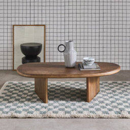 Sweeek - Oval Coffee Table Mango Wood Shiva Walnut Coloured 120X60X35 Cm - thumbnail 4