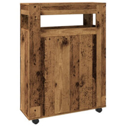 Walplus Narrow Bathroom Cabinet With Wheels Old Wood Engineered Wood - thumbnail 6