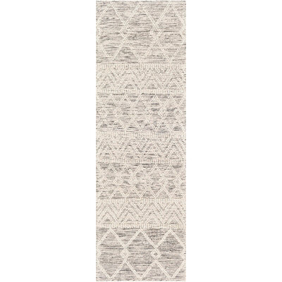 Livabliss Hygge-Hand Woven Charcoal White Wool Global Living Dining Bedroom Rug 76 X 244 Cm Easy Care, Non Shedding - image 1
