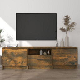 Berkfield Modern Tv Cabinet Smoked Oak 140X35X40 Cm Engineered Wood - thumbnail 2